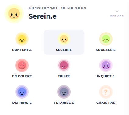 Sélecteur d'humeur N Care, aujourd'hui je me sens